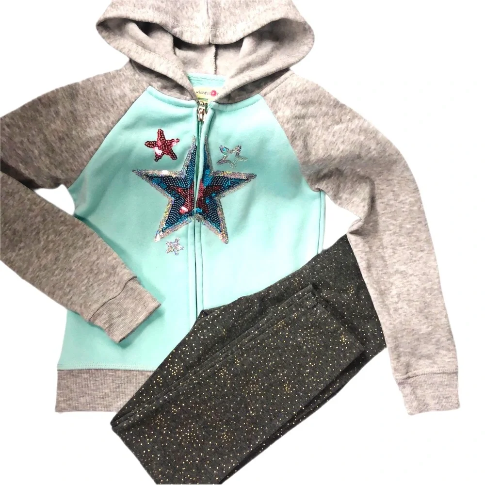 Wishful Park Girls Zippered Hoodie and Leggings Size 5-6